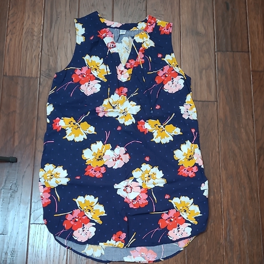 Old Navy Sleeveless Tunic Dress with Floral & Polka-dot Design size Large